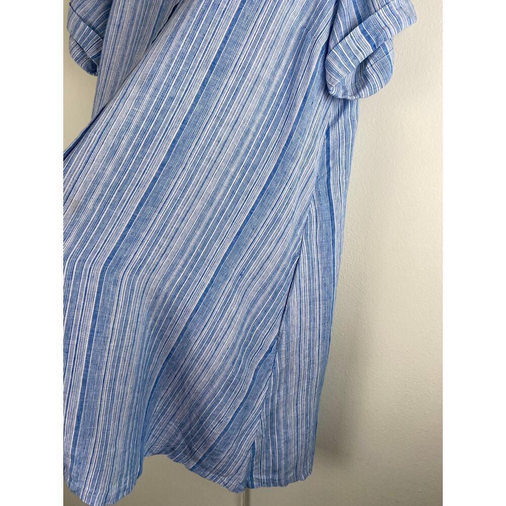 Tahari Linen Stripe Shirtdress Blue White Button Front 1X - Picture 6 of 11